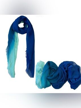 NWOT | Blue Pacific | Cashmere & Silk | Ombré Blue & Green Scarf / Wrap / Shawl
